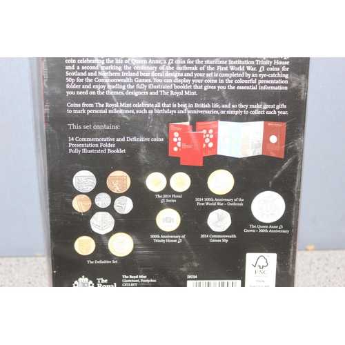 1238 - Great Britain & Northern Ireland Royal Mint coins - 2014 United Kingdom annual coin set, 14 coins in... 