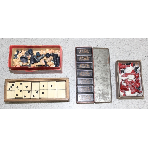 1517 - Qty of vintage game items to incl The Rose Chess painted lead chess pieces in original box, Will's C... 