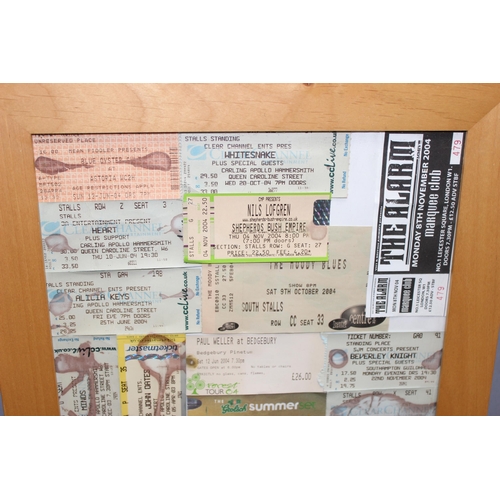 435 - Large qty of concert tickets dating from early 2000's (in 6 frames), to incl The Eagles, The Who, Ma... 