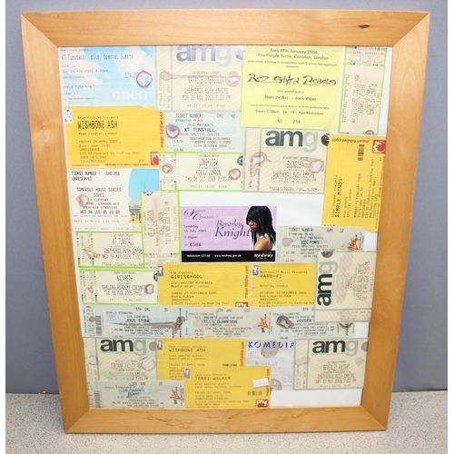 435 - Large qty of concert tickets dating from early 2000's (in 6 frames), to incl The Eagles, The Who, Ma... 