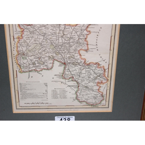 438 - Local interest - early 19th century map of Oxfordshire in frame, drawn and engraved for Dugdales, En... 