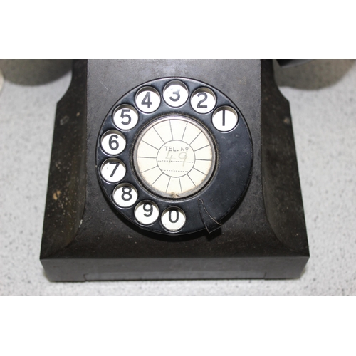 656 - 2 vintage telephones to incl rotary dial, and a barometer