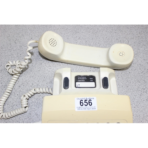 656 - 2 vintage telephones to incl rotary dial, and a barometer