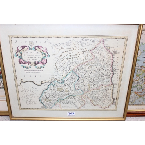 445 - Reproduction print of a 1648 coloured map from the Atlas Novus by Dutch cartographer Johan Blaeu of ... 