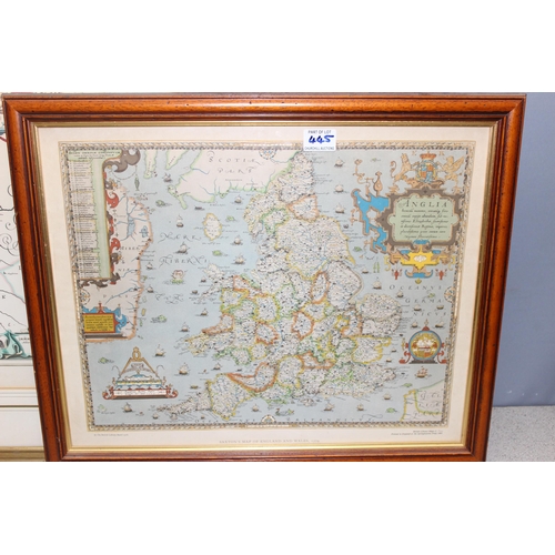 445 - Reproduction print of a 1648 coloured map from the Atlas Novus by Dutch cartographer Johan Blaeu of ... 