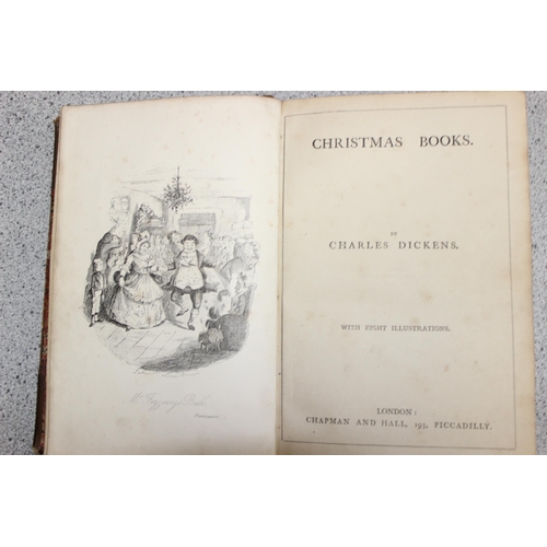 522 - Qty of books to include an early edition of 'Christmas Books' by Charles Dickens published by Chapma... 