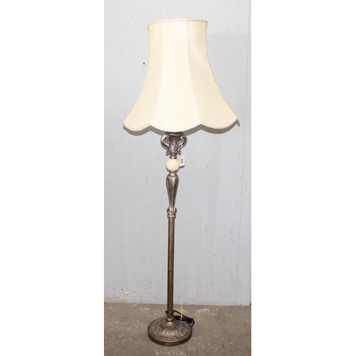 251 - Brushed metal effect standard lamp with shade, approx 165cm tall