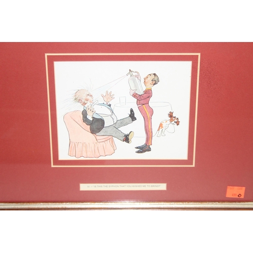 447 - After George Loraine Stampa, a set of 7 framed vintage comedic caricature prints, each approx 40 x 3... 