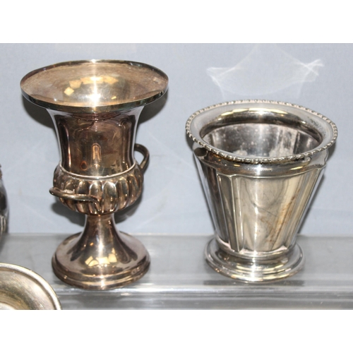 1097 - Qty of antique and later silver plate to include serving trays and vases, approx 6.8kg gross