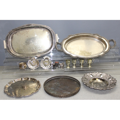 1098 - Qty of antique and later silver plate to include large serving trays, approx 8kg gross