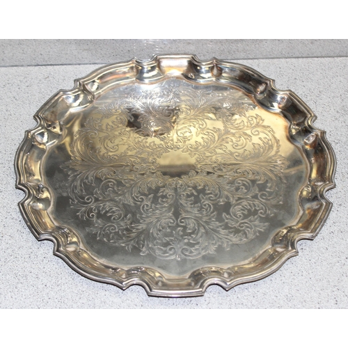 1098 - Qty of antique and later silver plate to include large serving trays, approx 8kg gross