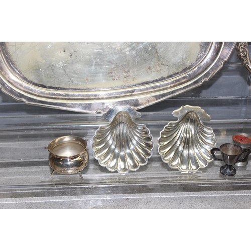 1098 - Qty of antique and later silver plate to include large serving trays, approx 8kg gross