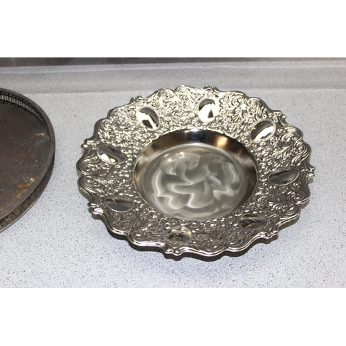 1098 - Qty of antique and later silver plate to include large serving trays, approx 8kg gross