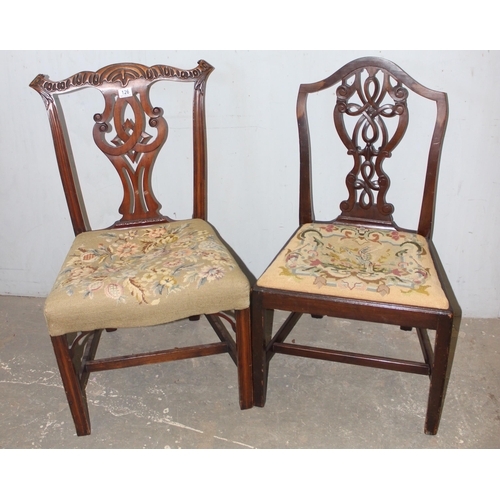 126 - 2 antique mahogany chairs with tapestry seats, both 19th century