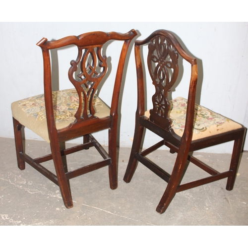 126 - 2 antique mahogany chairs with tapestry seats, both 19th century