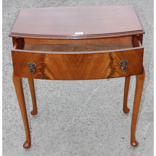 137 - A Queen Anne style mahogany hall table on cabriole legs, by Cameo furniture, approx 69cm wide x 44cm... 