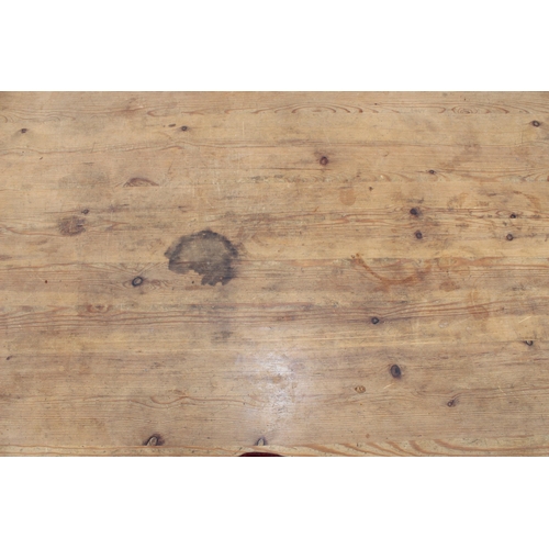 140 - A vintage pine farmhouse kitchen dining table, approx 137cm wide x 75cm deep x 77cm tall