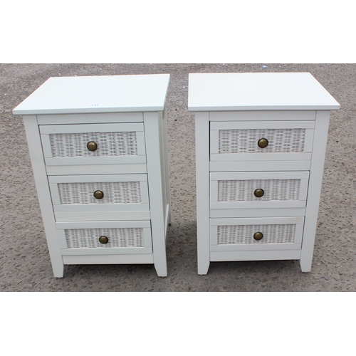 141 - A pair of contemporary white painted bedside cabinets, approx 42cm wide x 39cm deep x 59cm tall