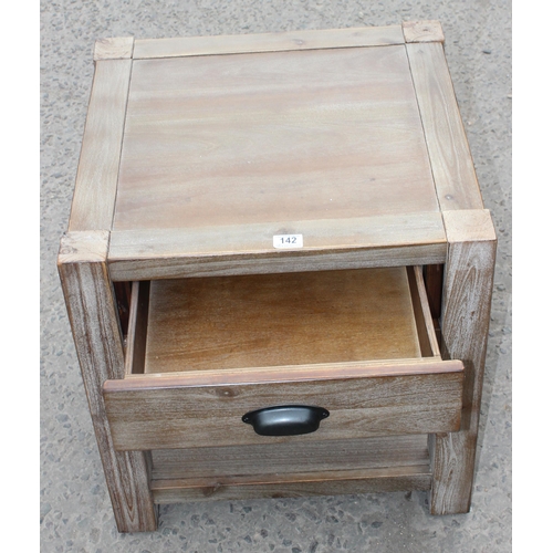 142 - Modern wooden bedside table, approx 57cm wide x 56cm deep x 60cm tall