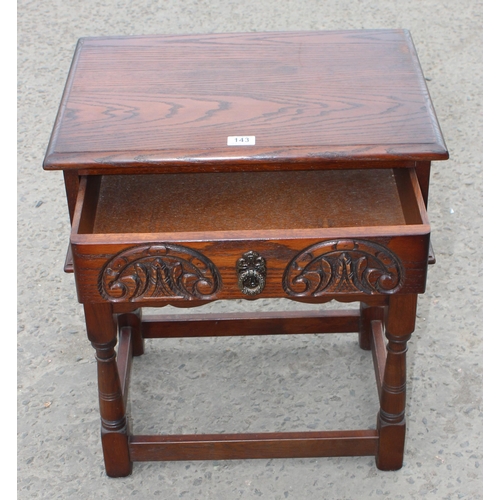 143 - A small oak bedside table or side table, possibly Old Charm, approx 56cm wide x 44cm deep x 65cm tal... 