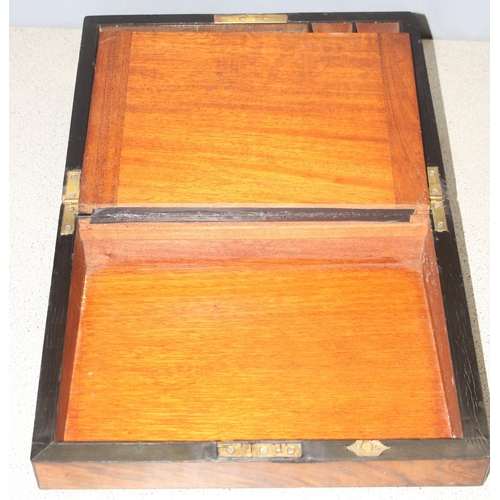 285 - Antique wooden writing slope with tooled leather interior, approx 35 x 25 x 16cm