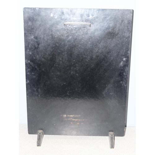 286 - Japanese style black lacquered fire-screen, approx 61cm x 46cm