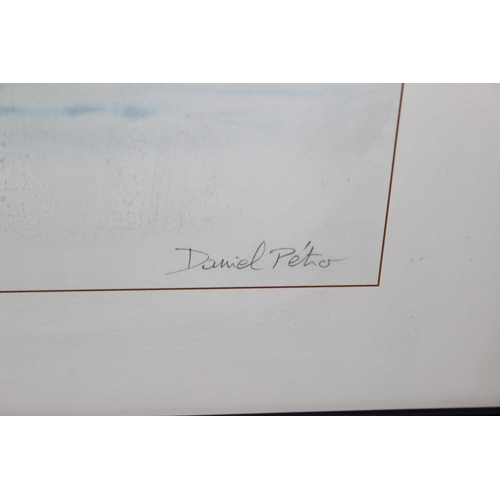 493 - Large framed and signed yachting scene print by 20c French artist Daniel Petro, approx 74cm x 54cm