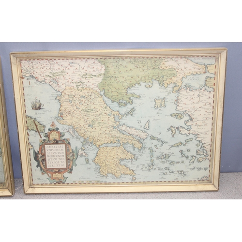 494 - 2 vintage reproduction maps of Greece and Italy, approx 54cm x 40cm