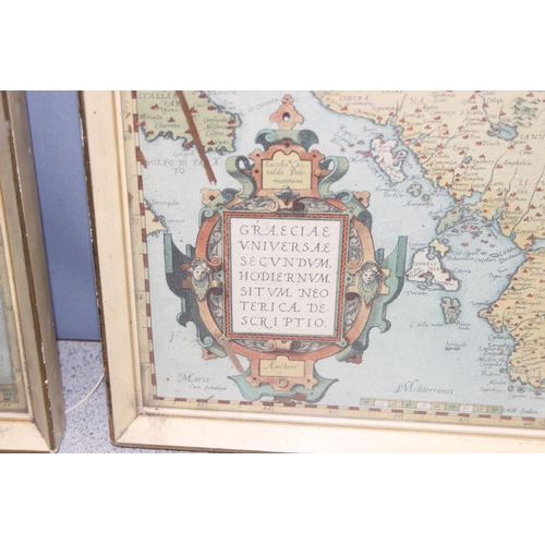 494 - 2 vintage reproduction maps of Greece and Italy, approx 54cm x 40cm