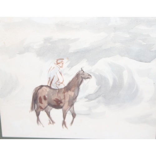 496 - Attributed to Joseph Appleyard (British 1908-1960): 2 original horse themed watercolours in glazed f... 