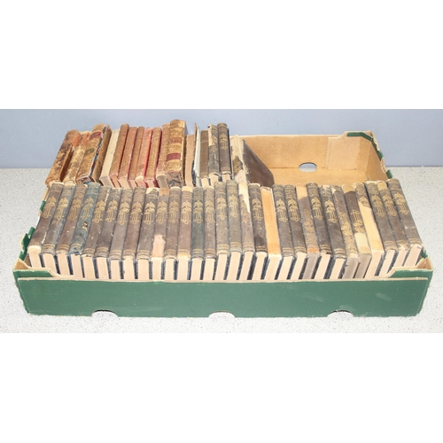 543 - Qty of antique hardback books, some with decorative leather bindings