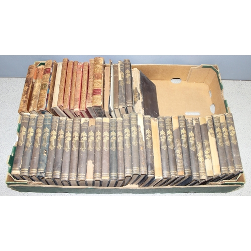 543 - Qty of antique hardback books, some with decorative leather bindings