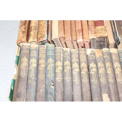 543 - Qty of antique hardback books, some with decorative leather bindings