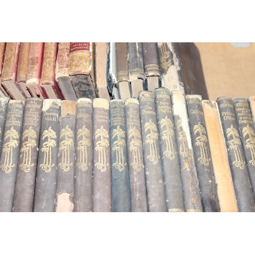 543 - Qty of antique hardback books, some with decorative leather bindings