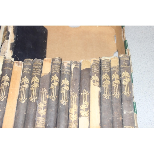 543 - Qty of antique hardback books, some with decorative leather bindings