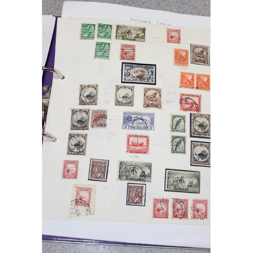 553 - Stamps - New Zealand Large QV/QE2 collection on leaves (Lever Arch File) 100s