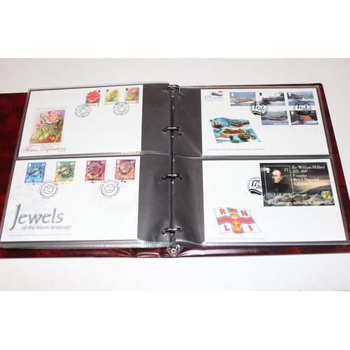 532 - Stamps - Isle of Man First Day Covers in 3 burgundy Stanley Gibbons albums, 1993-1996, 1997-2003 & 2... 