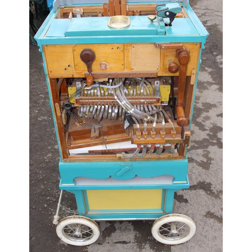 604 - Brian Stone of Wallingford, a handmade working wooden fairground style wind organ on wheels, with ye... 