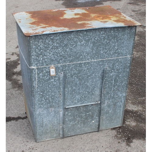 341 - Galvanised metal storage bin, approx 81cm wide x 57cm deep x 88cm tall