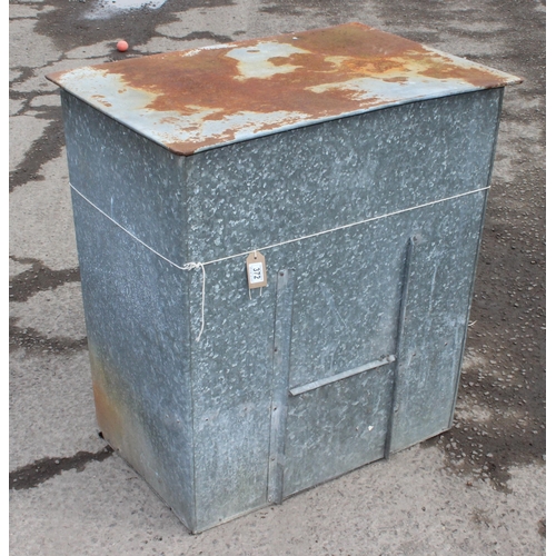 341 - Galvanised metal storage bin, approx 81cm wide x 57cm deep x 88cm tall