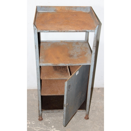 818 - Vintage metal tool cabinet or stand, approx 48cm wide x 49cm deep x 99cm tall