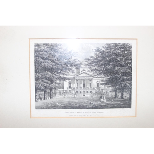 499G - Pair of antique prints depicting scenes of Chiswick house in Middlesex by W. Watts dated 1781 & 1783... 