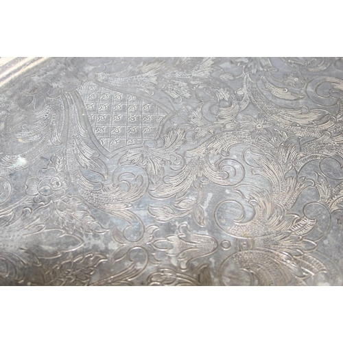 1051 - Large Georgian style oval silver-plated tray with handles, approx 66cm wide incl handles