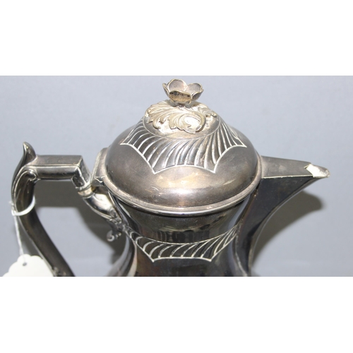 1055 - Mixed lot to incl antique silver-plated coffee pot (approx 30cm) and a selection of antique pewter t... 