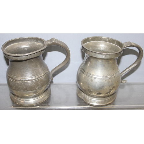 1055 - Mixed lot to incl antique silver-plated coffee pot (approx 30cm) and a selection of antique pewter t... 