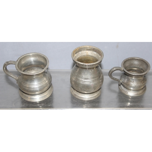 1055 - Mixed lot to incl antique silver-plated coffee pot (approx 30cm) and a selection of antique pewter t... 