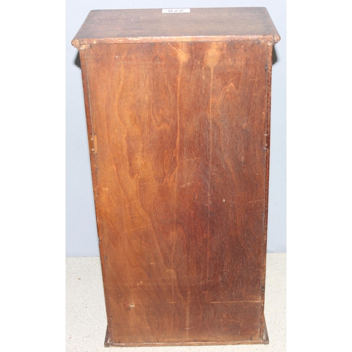 278 - Antique mahogany table top curio cabinet with drawer, approx 25 x 17 x 47cm