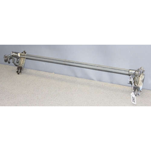 282 - Art Nouveau style French nickel plated towel rail with unusual clear glass single cylinder shaped ro... 