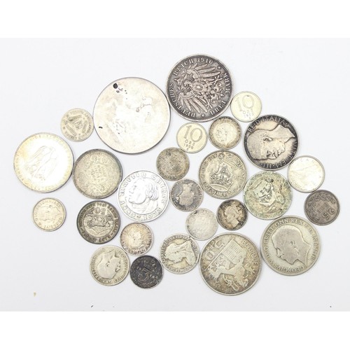 1254 - A large qty of assorted mixed world and British coins, all with silver content, 19th & 20th century,... 