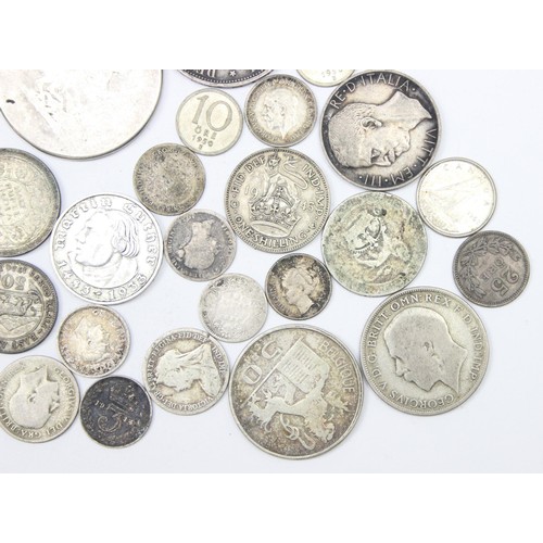 1254 - A large qty of assorted mixed world and British coins, all with silver content, 19th & 20th century,... 